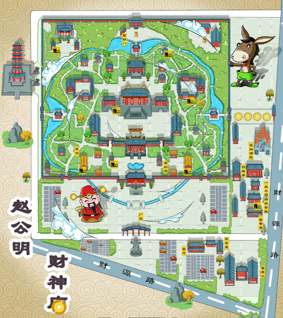 昌宁寺庙类手绘地图